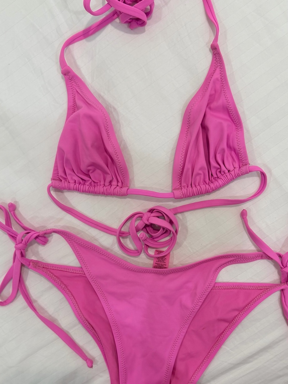 SKIMS Vibrant Pink Triangle Tie Bikini Set